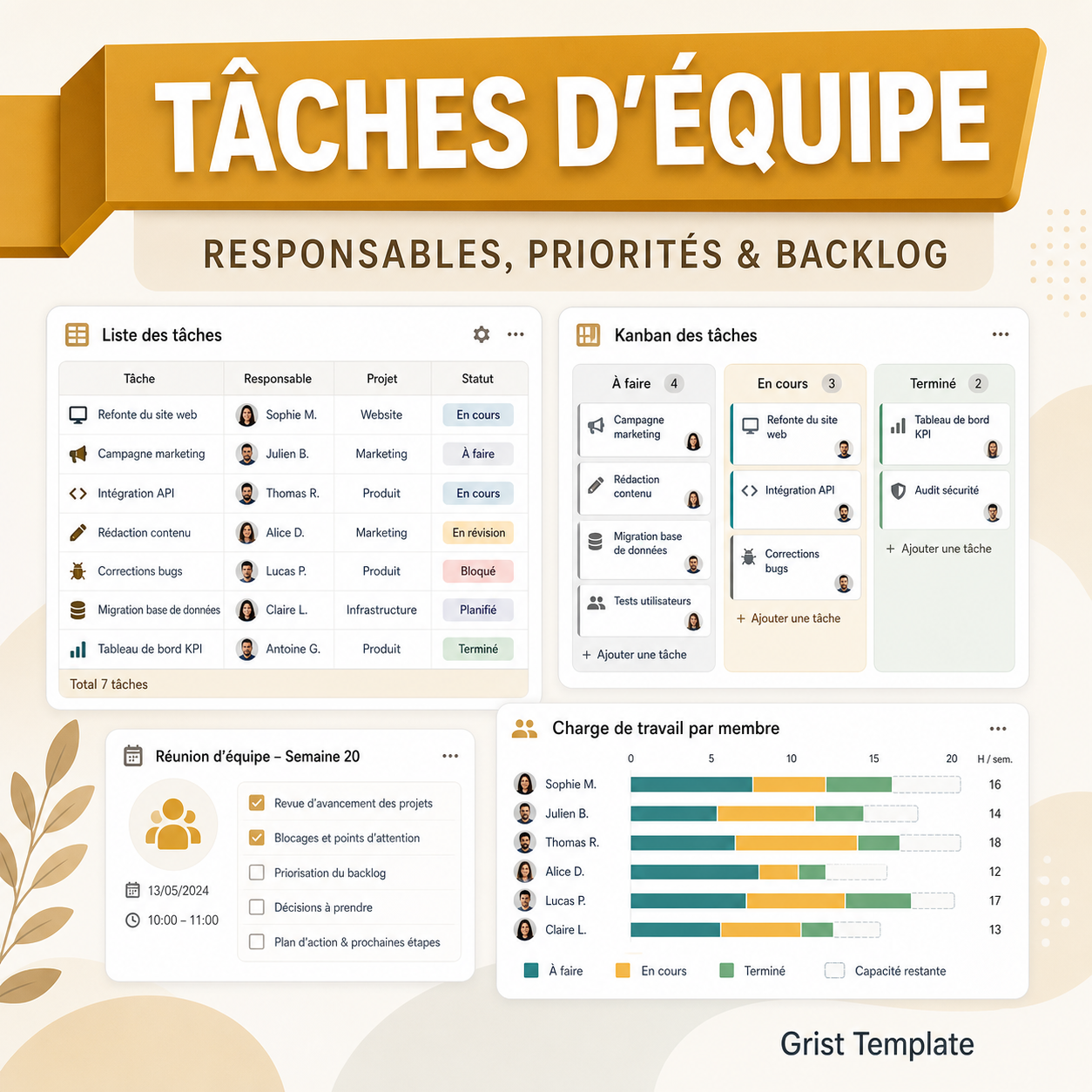 Gestion de tâches d'équipe